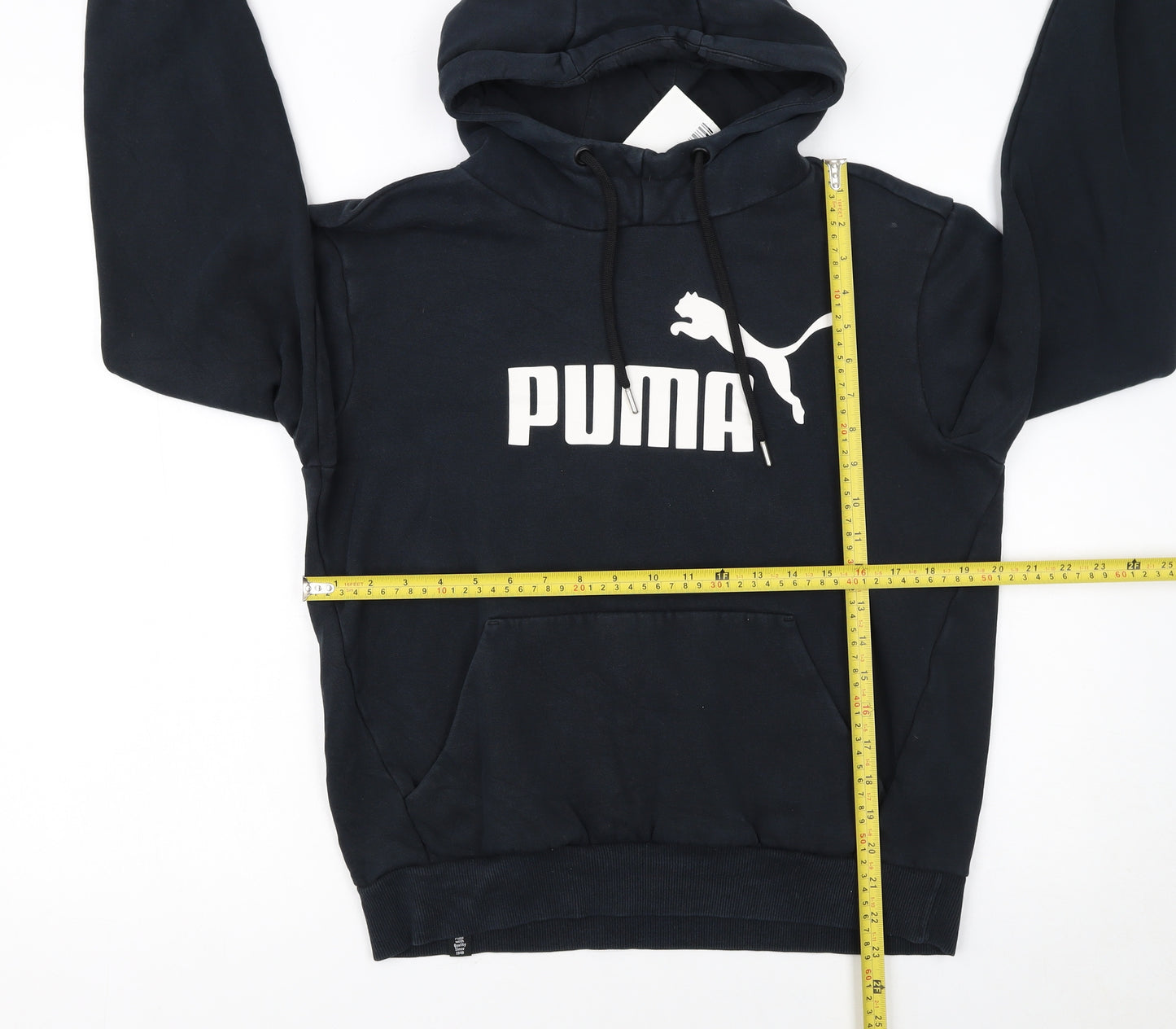 Puma Women's Black Small Pullover Hoodie with Logo Print