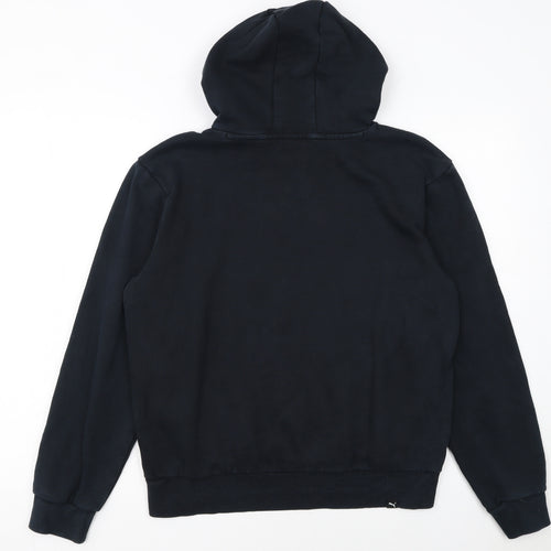 Puma Women's Black Small Pullover Hoodie with Logo Print
