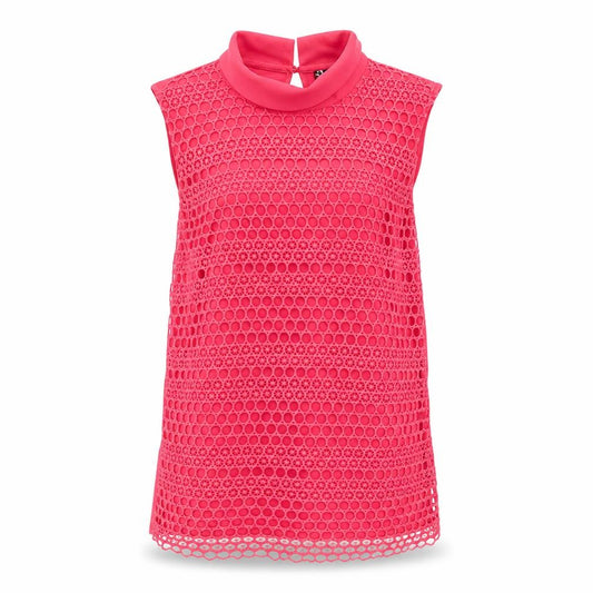 Front view of Principles by Ben de Lisi Women's Pink High Neck Lace Sleeveless Blouse, size 8
