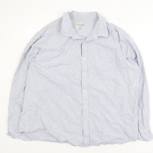 Racing Green Men's Blue Striped Cotton Long Sleeve Button-Up Shirt 2XL