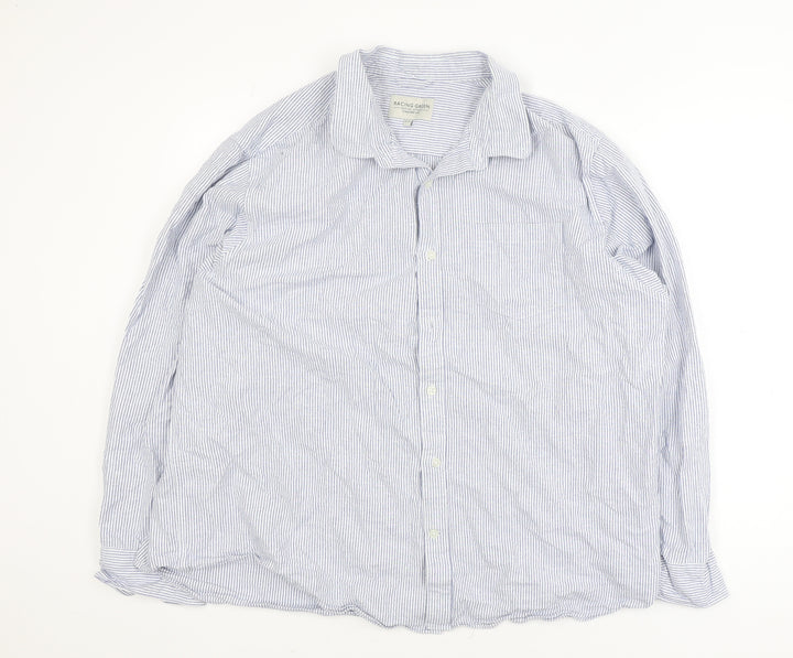 Racing Green Men's Blue Striped Cotton Long Sleeve Button-Up Shirt 2XL