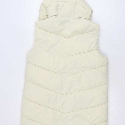 ADPT. Women's Ivory Long Puffer Hooded Waistcoat Size S