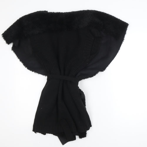 Oasis Women Black Faux Fur Belted Waistcoat Small