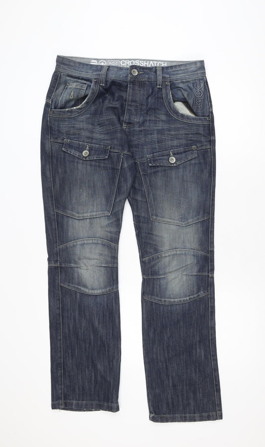 Crosshatch Men's Blue Straight Leg Jeans 32R Cotton Denim