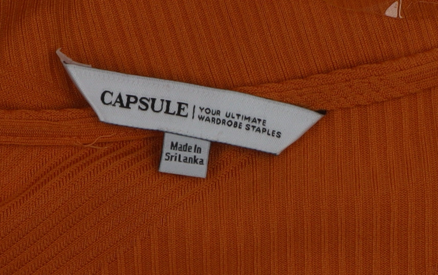 Capsule Women's Orange Wrap V-Neck Short Sleeve Blouse Size 18