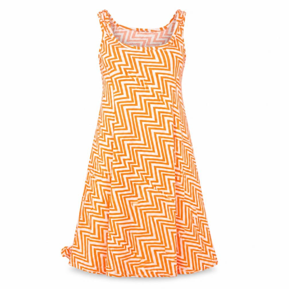 Tiamo Women’s Orange Chevron A-Line Sleeveless Jersey Dress XL