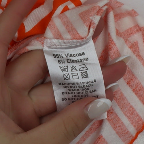 Tiamo Women’s Orange Chevron A-Line Sleeveless Jersey Dress XL