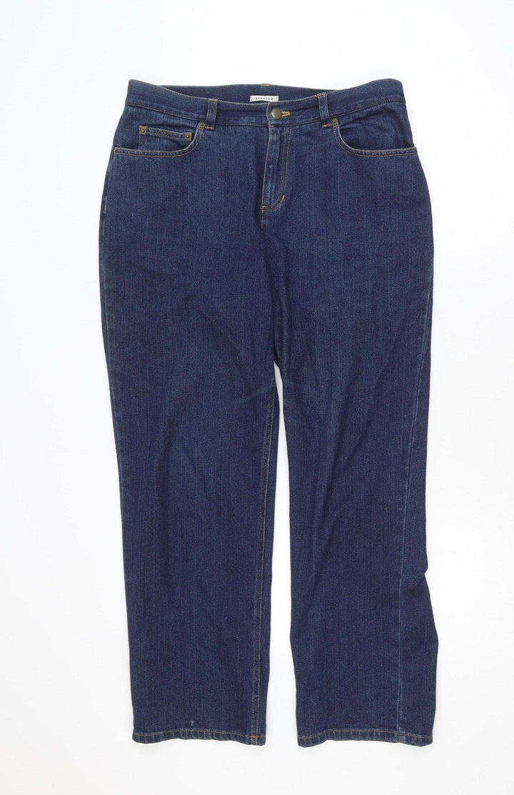 Jones New York Womens Blue Straight Mid Rise Stretch Petite Jeans Size 12P
