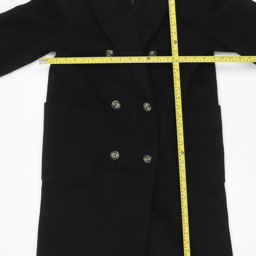 Pull&Bear Women's Black Long Wool Blend Overcoat XS