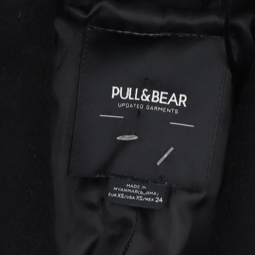 Pull&Bear Women's Black Long Wool Blend Overcoat XS