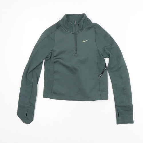 Nike Boys Green Therma-Fit Pro 1/4 Zip Athletic Jacket Size S 128-137cm