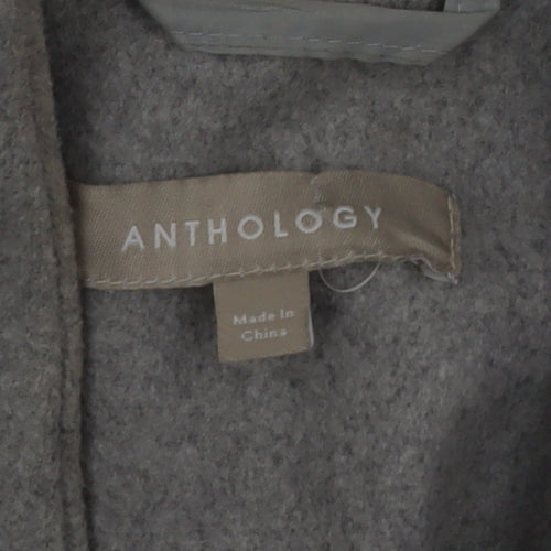 Anthology Women’s Grey Embroidered Belted Wool Blend Trench Coat Size 12