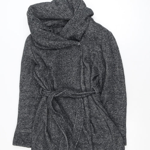 New Look Women's Grey Belted Knit Overcoat Size 14