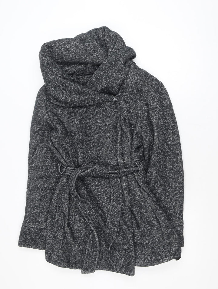 New Look Women's Grey Belted Knit Overcoat Size 14