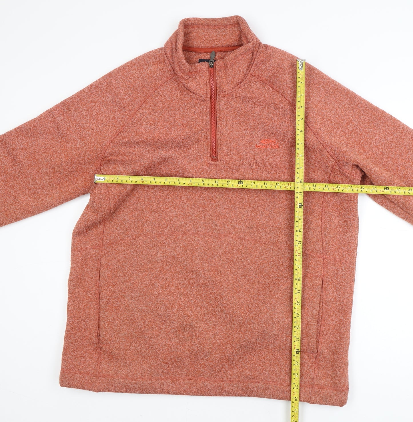Weird Fish Mens Orange 1/4 Zip Fleece Jumper Size L