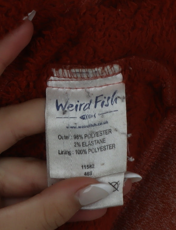 Weird Fish Mens Orange 1/4 Zip Fleece Jumper Size L