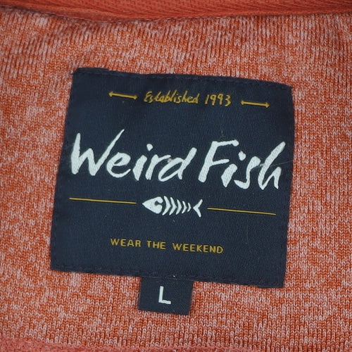 Weird Fish Mens Orange 1/4 Zip Fleece Jumper Size L