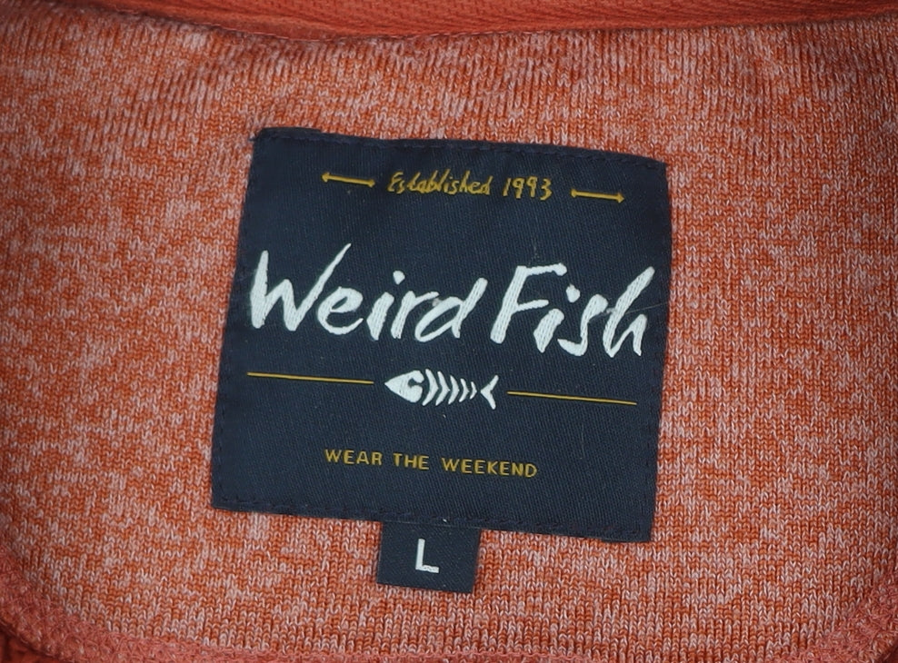 Weird Fish Mens Orange 1/4 Zip Fleece Jumper Size L