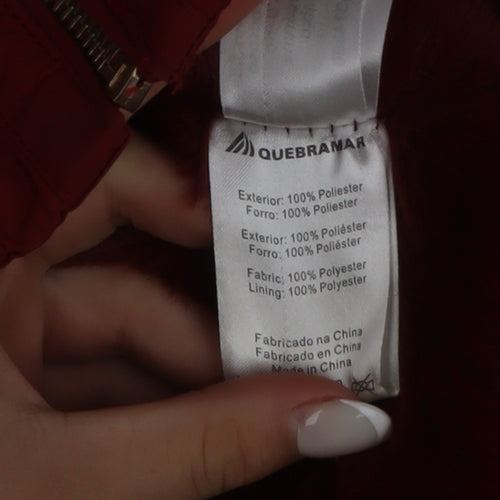 Quebramar Womens Red Hooded Parka Jacket XS Polyester Lined