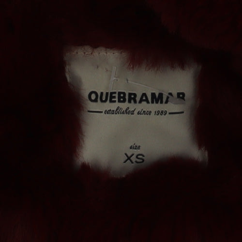 Quebramar Womens Red Hooded Parka Jacket XS Polyester Lined