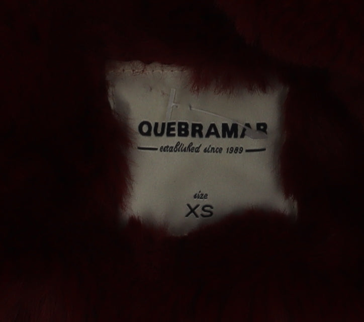Quebramar Womens Red Hooded Parka Jacket XS Polyester Lined
