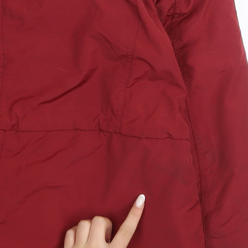 Quebramar Womens Red Hooded Parka Jacket XS Polyester Lined