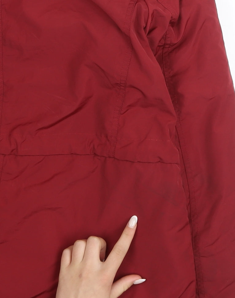 Quebramar Womens Red Hooded Parka Jacket XS Polyester Lined