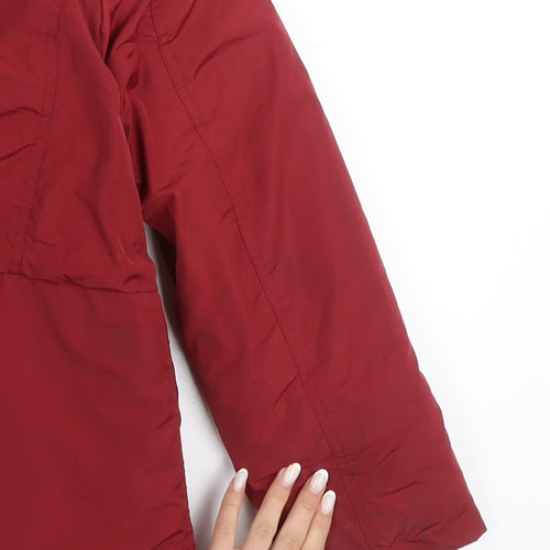 Quebramar Womens Red Hooded Parka Jacket XS Polyester Lined