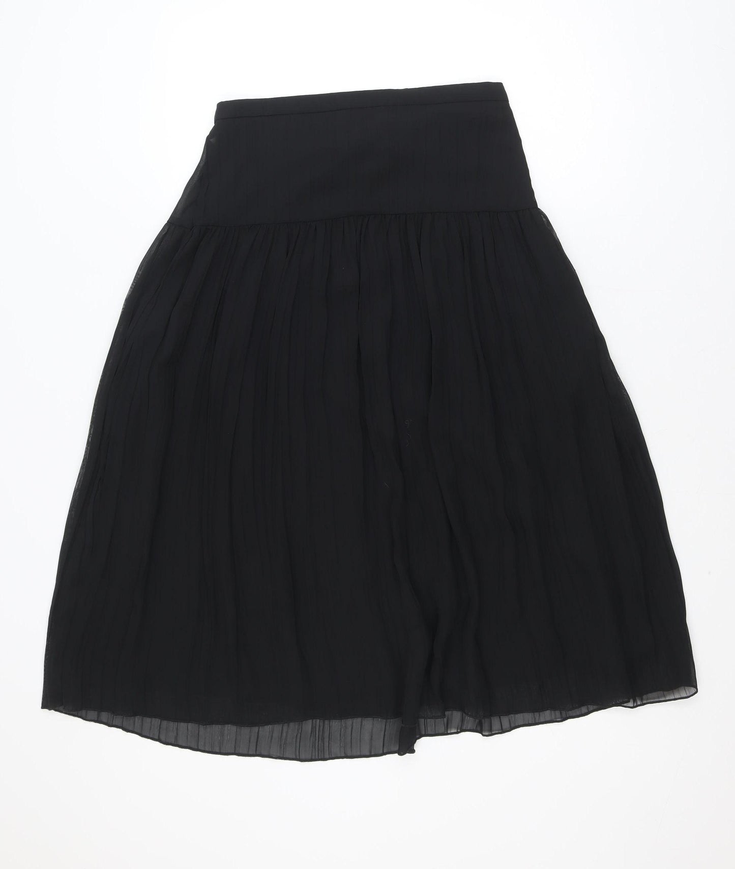 Primark Women’s Black Pleated Midi Skirt Size 12 Polyester Chiffon