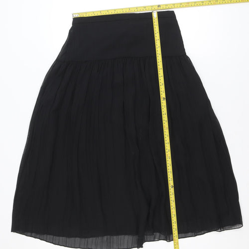 Primark Women’s Black Pleated Midi Skirt Size 12 Polyester Chiffon