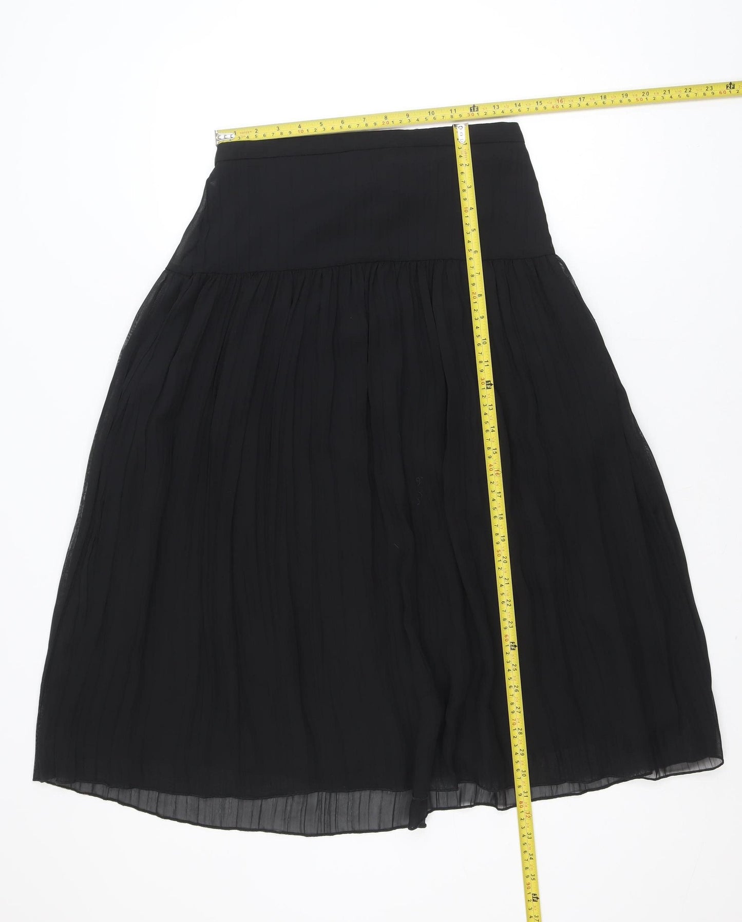 Primark Women’s Black Pleated Midi Skirt Size 12 Polyester Chiffon