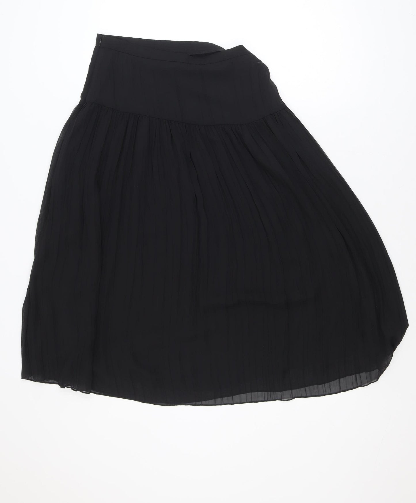 Primark Women’s Black Pleated Midi Skirt Size 12 Polyester Chiffon