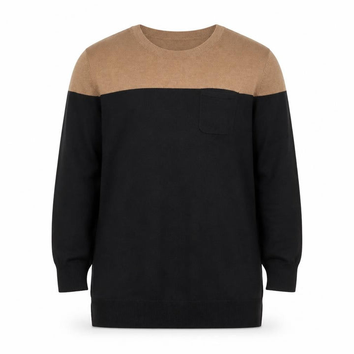 Wallis Black and Beige Crew Neck Jumper Unisex XL Long Sleeve Knit