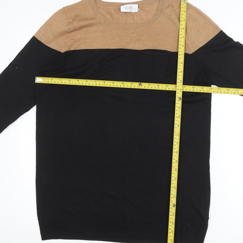 Wallis Black and Beige Crew Neck Jumper Unisex XL Long Sleeve Knit