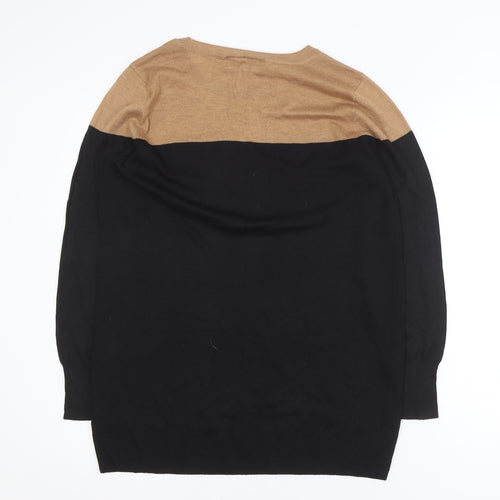 Wallis Black and Beige Crew Neck Jumper Unisex XL Long Sleeve Knit
