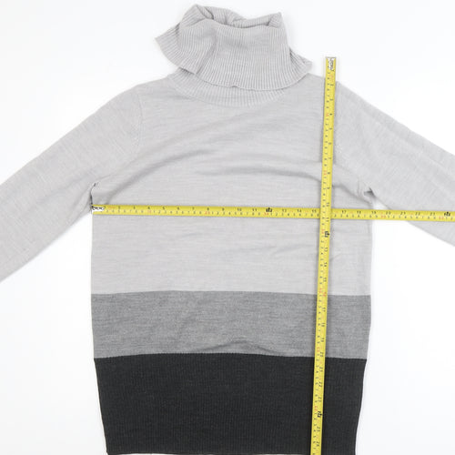 Marks and Spencer Womens Grey Roll Neck Long Sleeve Knit Jumper Size 12