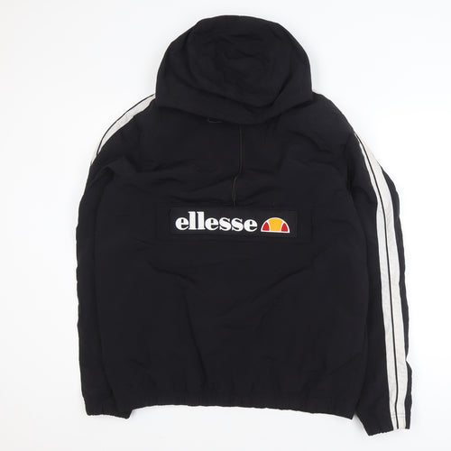 Ellesse Women's Black Hooded Anorak Jacket UK 14 Logo Sportswear