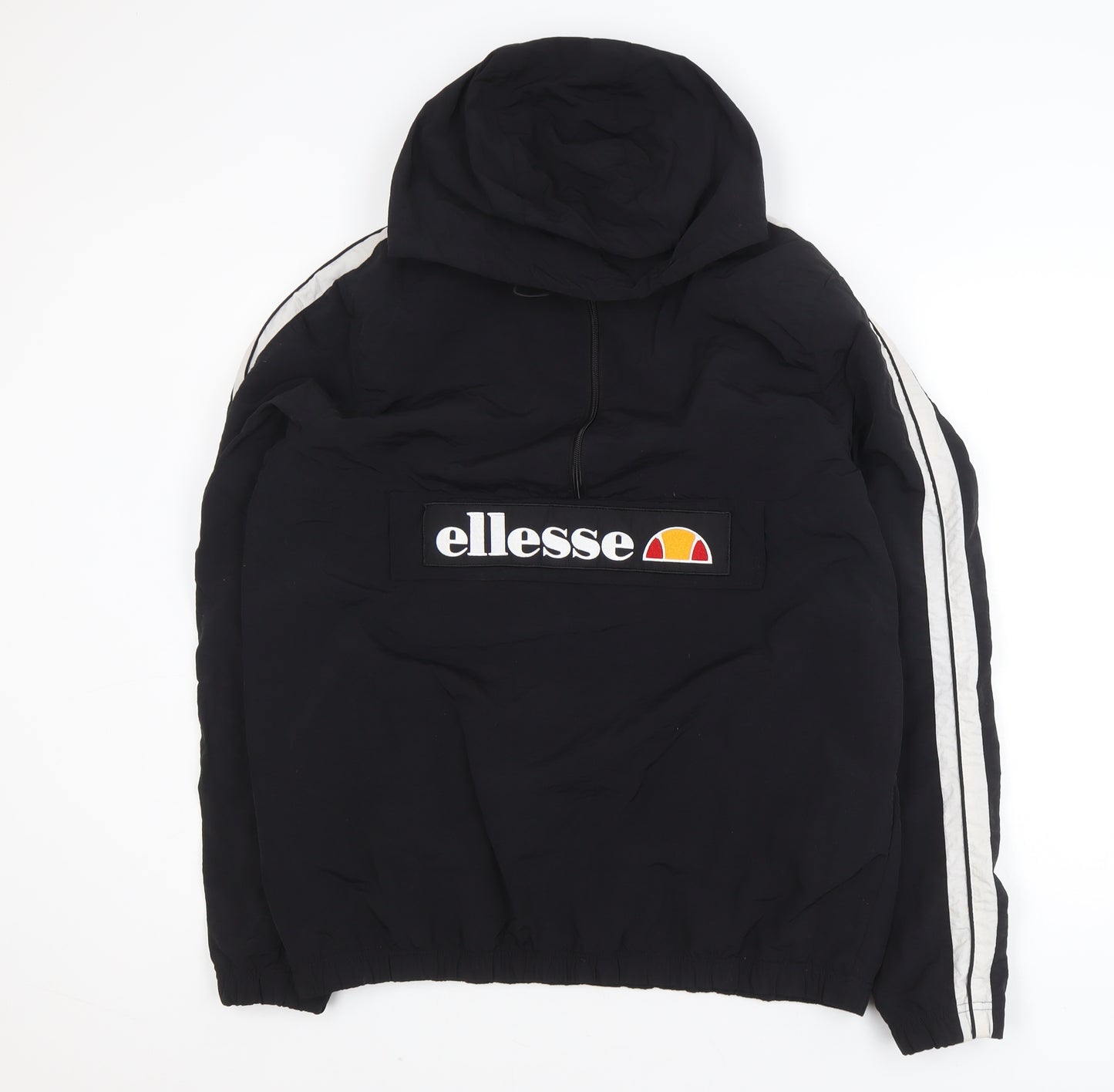 Ellesse Women's Black Hooded Anorak Jacket UK 14 Logo Sportswear
