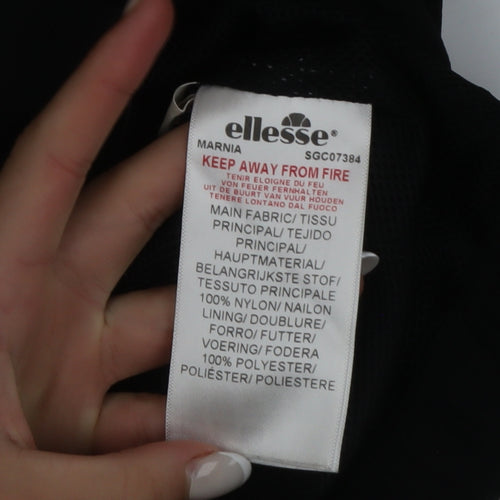 Ellesse Women's Black Hooded Anorak Jacket UK 14 Logo Sportswear