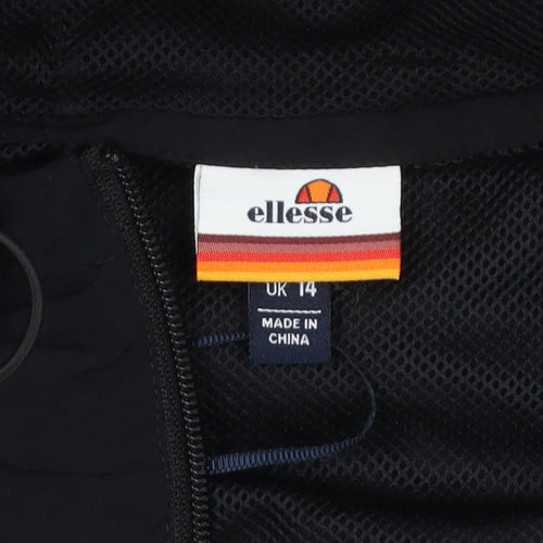 Ellesse Women's Black Hooded Anorak Jacket UK 14 Logo Sportswear