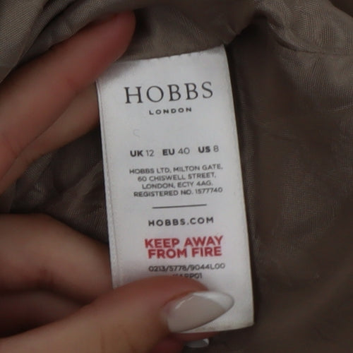 Hobbs Women Beige Wool Check Sheath Dress UK 12 Workwear