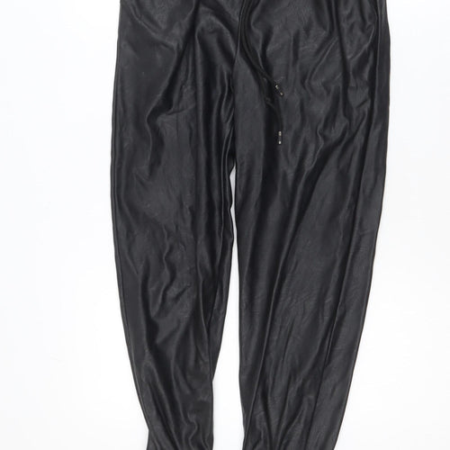 I SAW IT FIRST Womens Black Faux Leather Jogger Trousers Size S