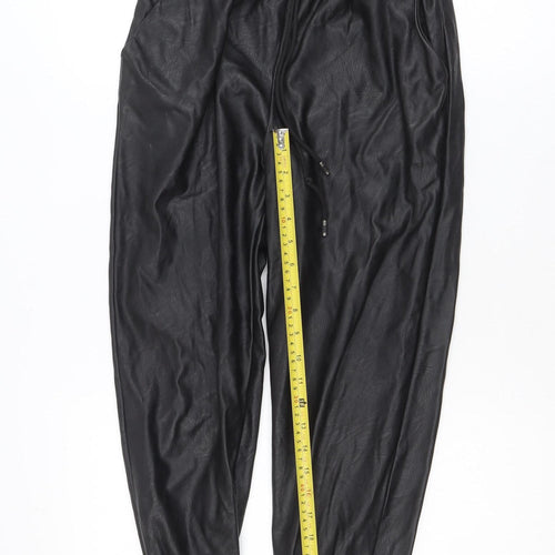 I SAW IT FIRST Womens Black Faux Leather Jogger Trousers Size S