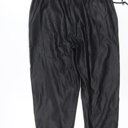 I SAW IT FIRST Womens Black Faux Leather Jogger Trousers Size S