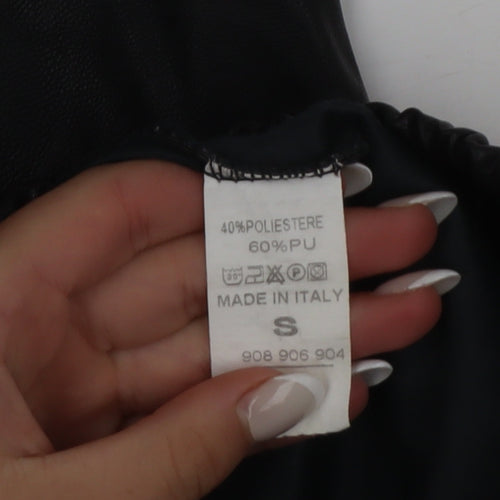 I SAW IT FIRST Womens Black Faux Leather Jogger Trousers Size S