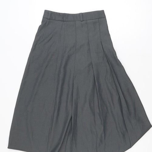 Fashion Classic Women Grey A-Line Knee Length Skirt M Polyester Workwear