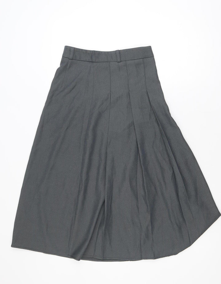Fashion Classic Women Grey A-Line Knee Length Skirt M Polyester Workwear