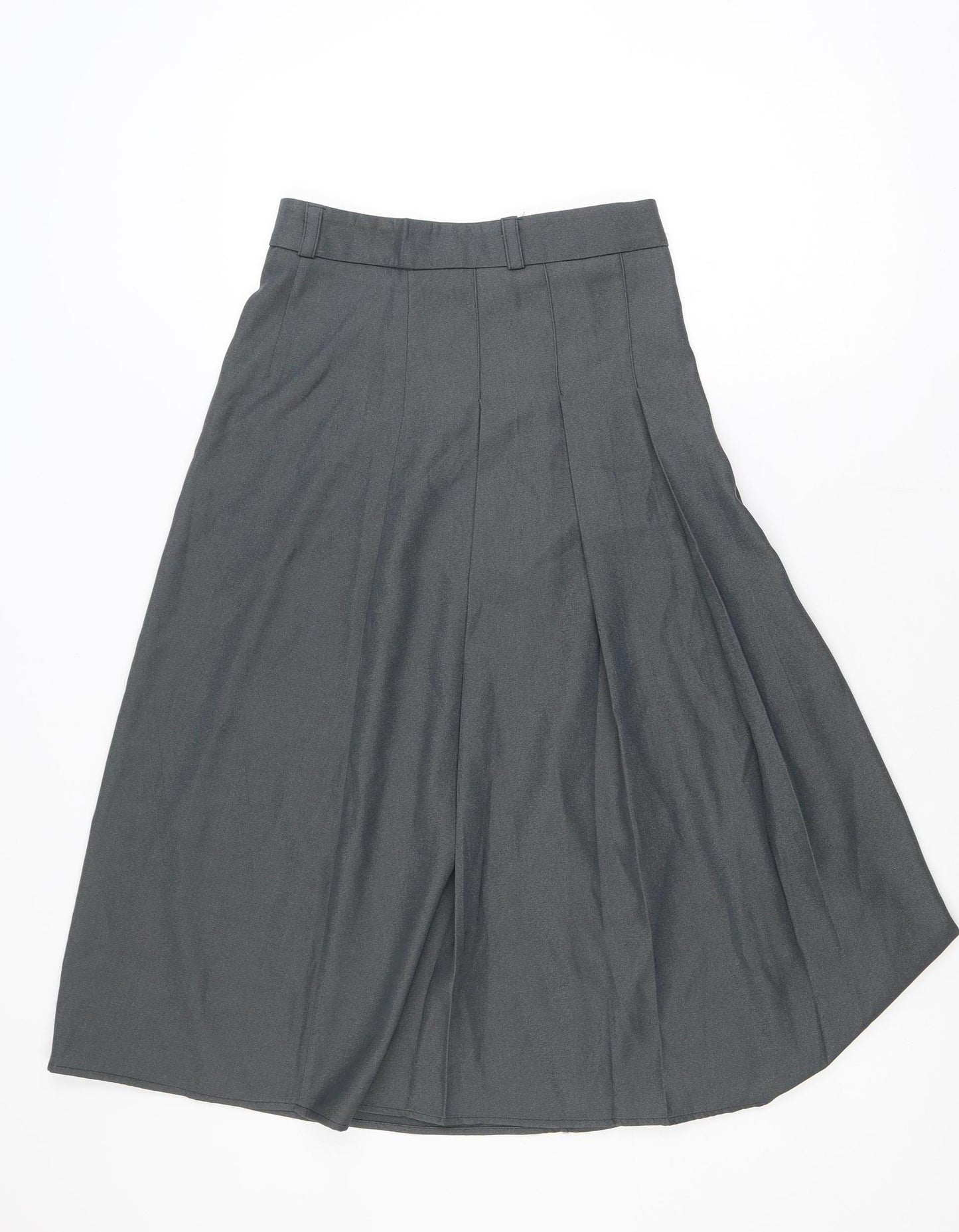 Fashion Classic Women Grey A-Line Knee Length Skirt M Polyester Workwear