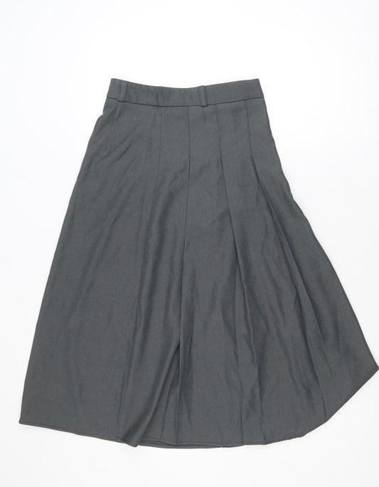Fashion Classic Women Grey A-Line Knee Length Skirt M Polyester Workwear