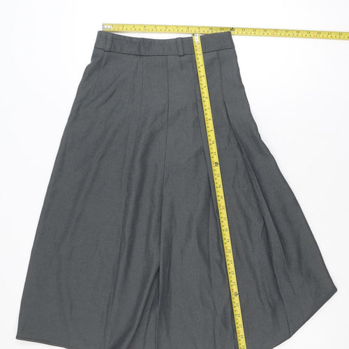 Fashion Classic Women Grey A-Line Knee Length Skirt M Polyester Workwear